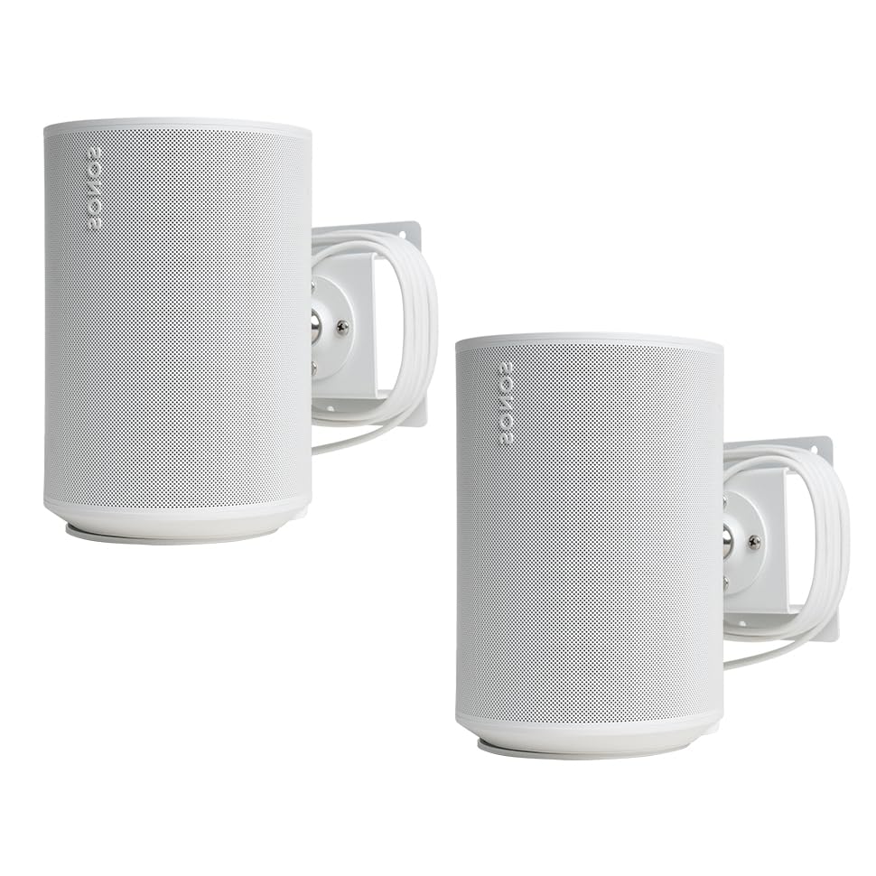 shinar2 X Metal Wall Mount Compatible with Sonos Era 100 Swivels up to 360° / Tilts -70° / +70° Rotation Without Adjusting Screws Max. 8 kg White