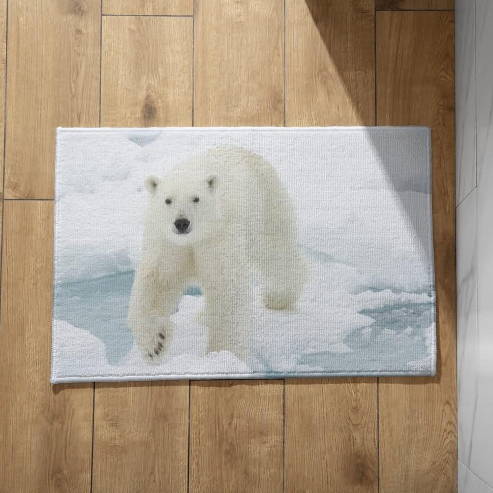 Grand tapis entrée ours polaire CEVAN pour égayer votre hall de maison 50x80