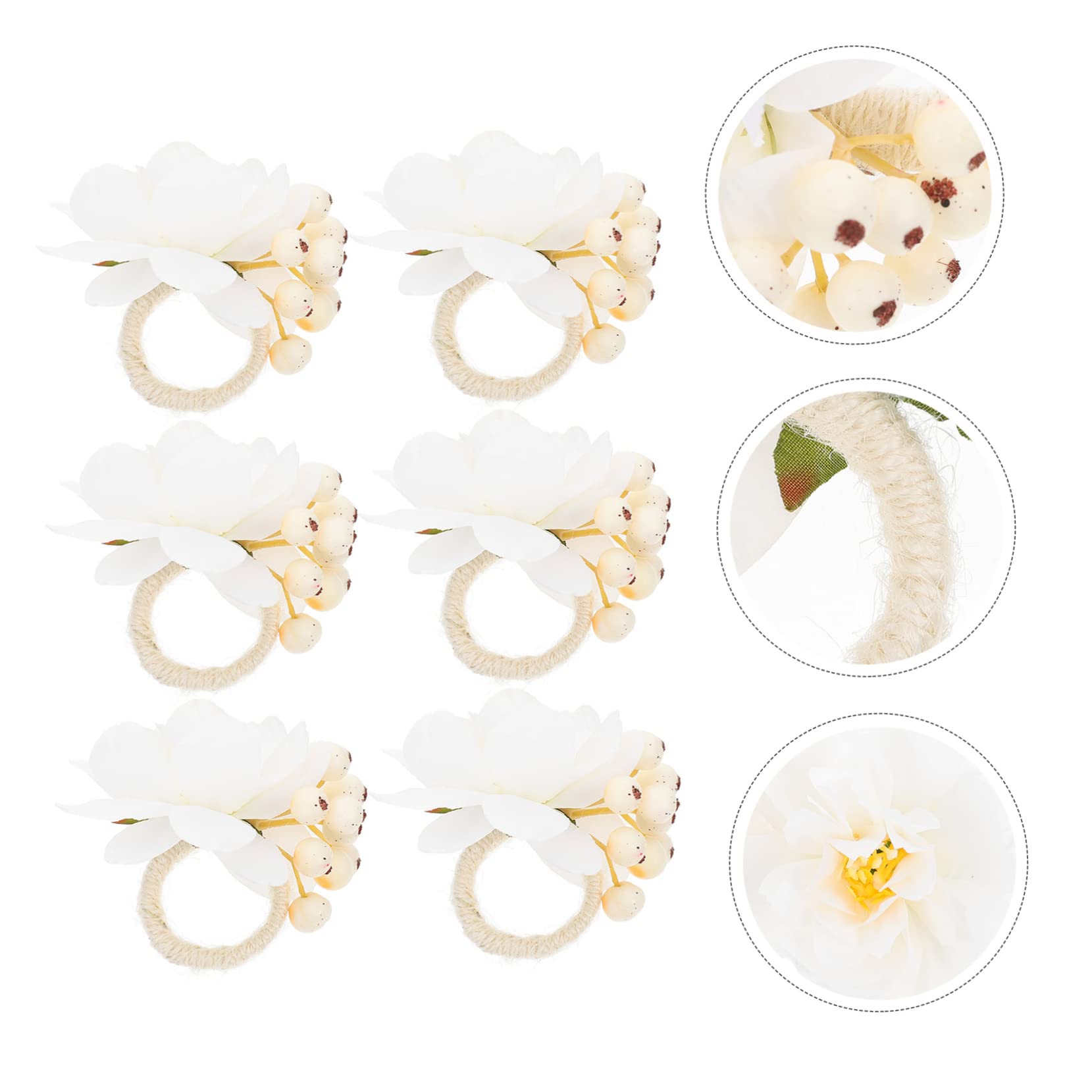 IMIKEYA 5 Juegos Servilletero Decoraciones De Boda para Ceremonia Anillo De Servilleta De Flores Decoração Casa Decoración Casa Anillo De Servilleta De Mesa De Comedor Beige 6 Piezas * 5