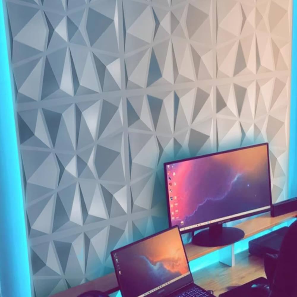 ZYNCUE 3D Wall Panels PVC Textures Wall Panels Self-Adhesive Decorative Wall Ceiling Tiles Upholstery Waterproof 30 X 30 Cm Matte Black(1pcs