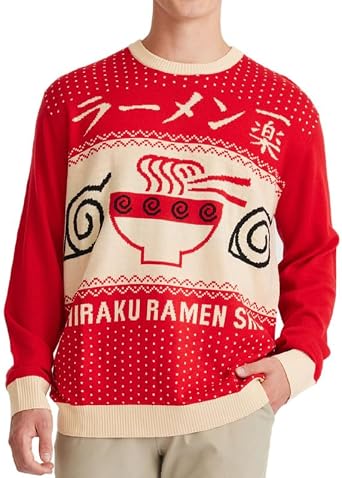 Ripple Junction Naruto Shippuden Mens Pullover Sweater Ichiraku Ramen Shop Bowl Anime Design
