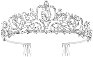 Tiara Crown for Women, Crystal Tiara for Bridal Prom Queen Birthday Birthday Party (A-Silver)