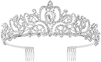 Schmoopy Tiara Crown for Women, Crystal Tiara for Bridal Prom Queen Birthday Wedding Party (A-Silver)