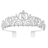 Schmoopy Tiara Crown for Women, Crystal Tiara for Bridal Prom Queen Birthday Wedding Party (A-Silver)