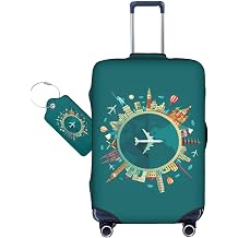 World Travel Luggage Covers and Luggage Tags Tsa Approved, Elastic Washable Fashionable Anti-Scratch Protector, Birthday Gifts for Men Women XL 29-32 Inch Luggage