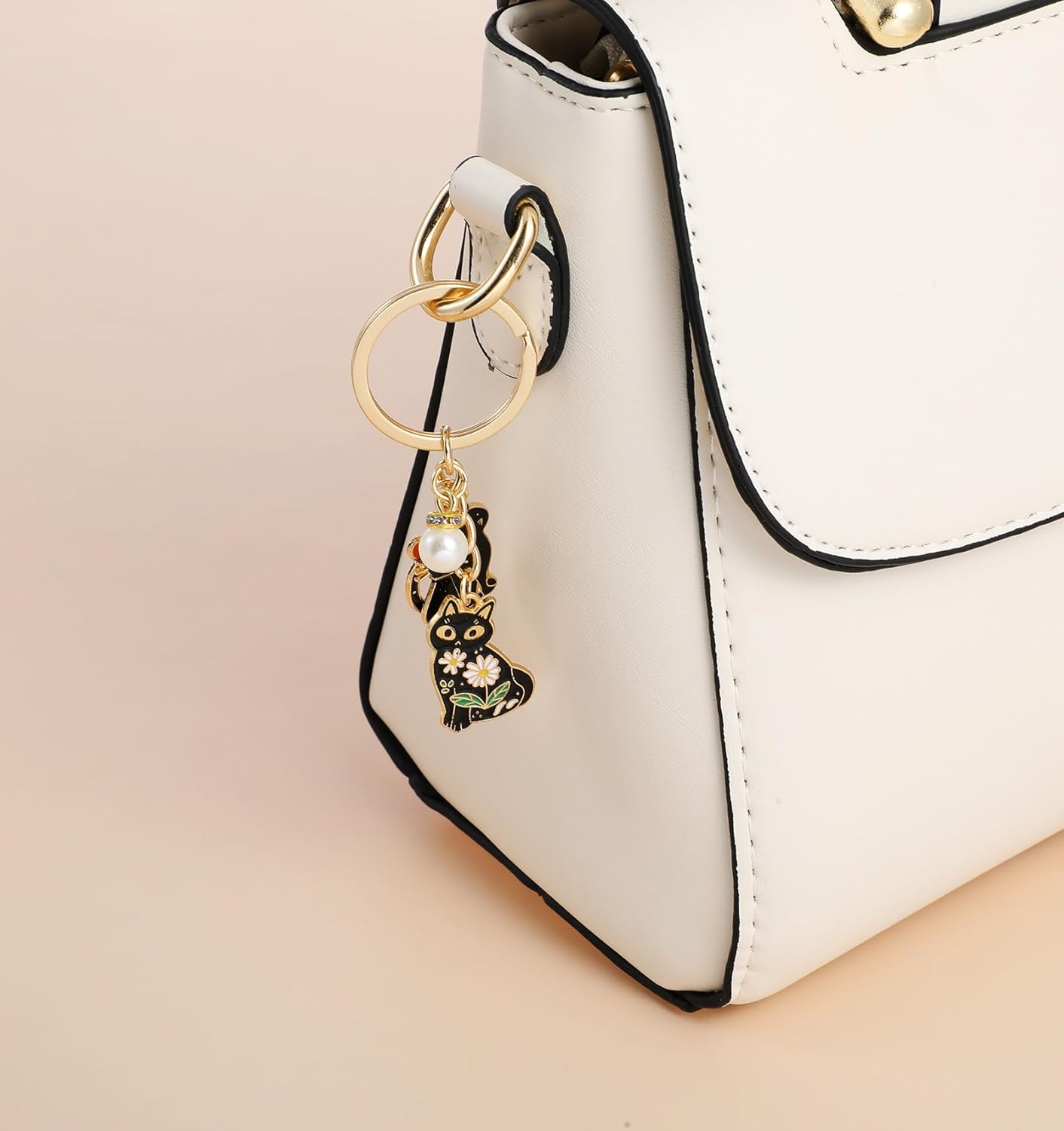 Black Cat Key Chain, Black Cat Keychain, Cute Enamel Daisy Enamel Design Cartoon Kitten Charm Perfect for Gifts for Girls and Pet Lovers Birthday Accessories - Image 6