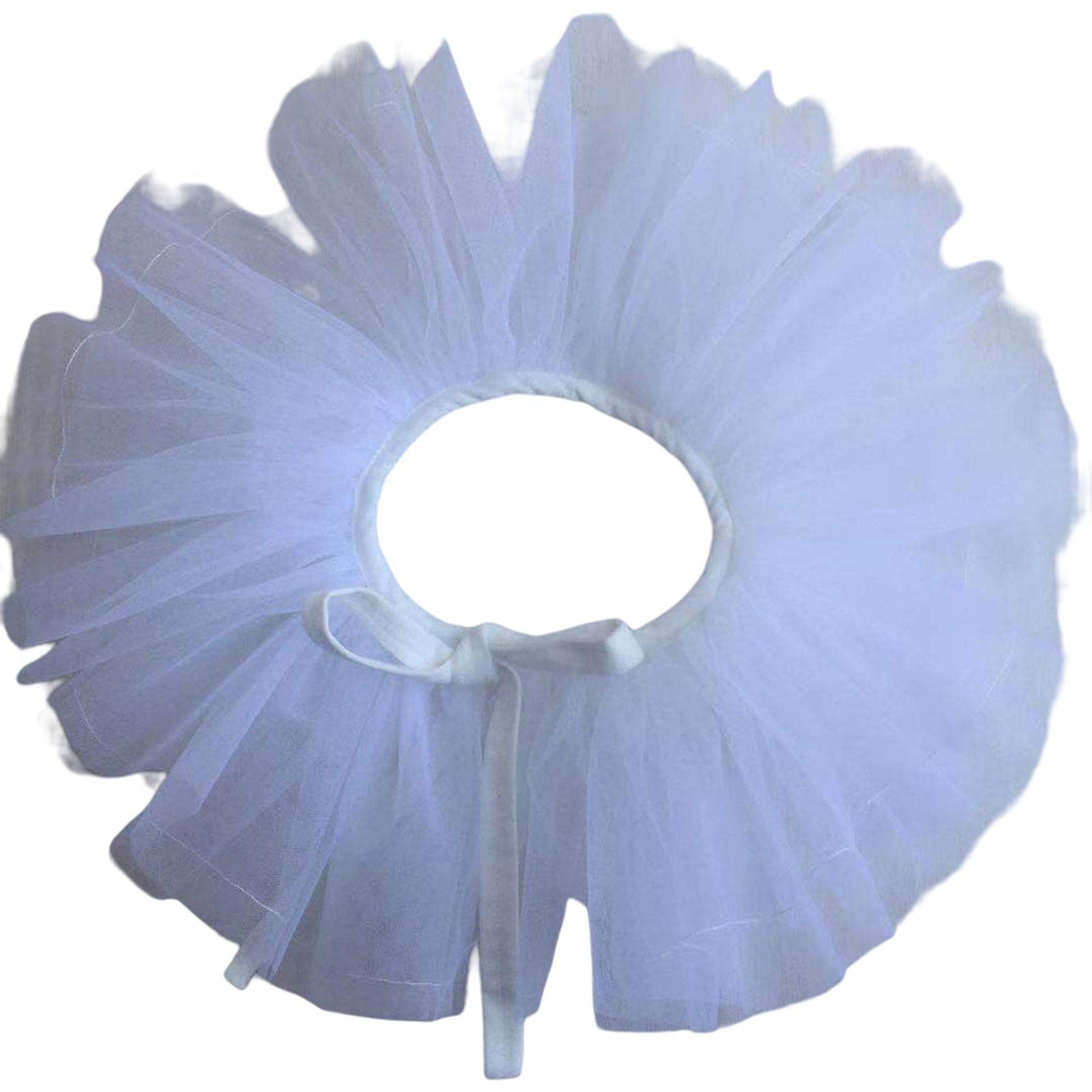 Women Tulle Ruffle Collar Halloween Costume Accessory Shawl Lapel Detachable White-image-24