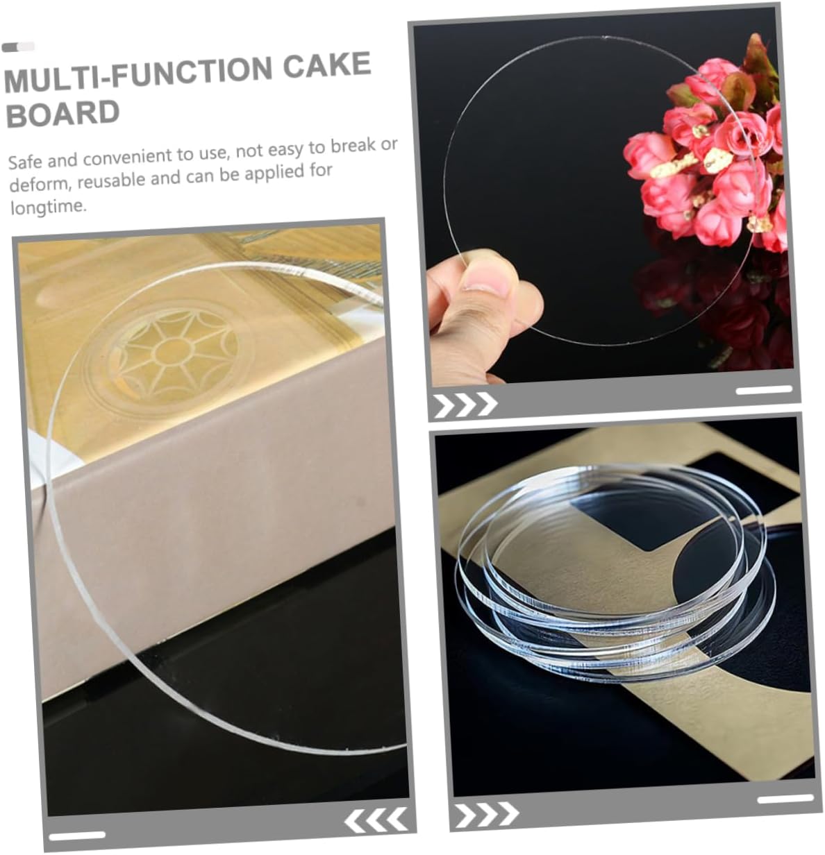Alipis 200pcs Acrylic Discs for Cake Serving Baking and Crafts Acrylic Circle Sheets Multi-function Dessert Display Trays Thickness