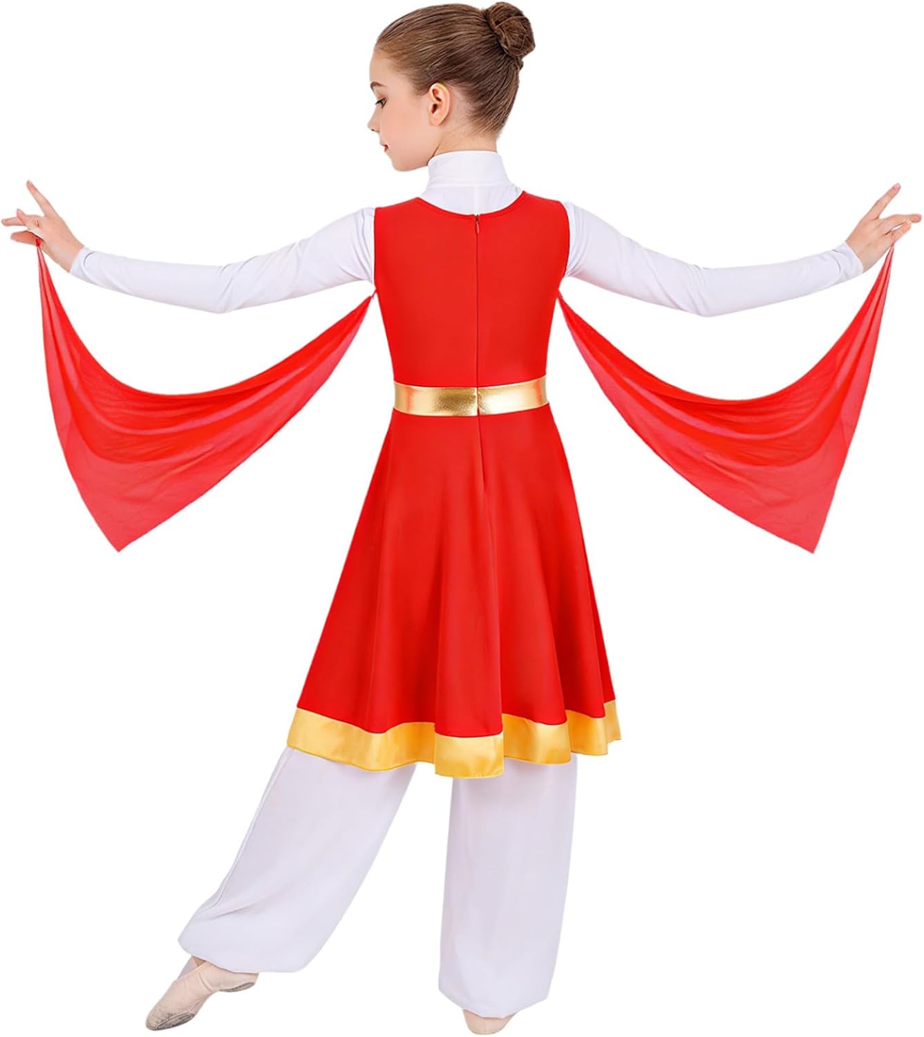 Jugaoge Girls Liturgical Praise Dance Dress Church Tunic First Holy Communion Gown Sleeveless Tutu