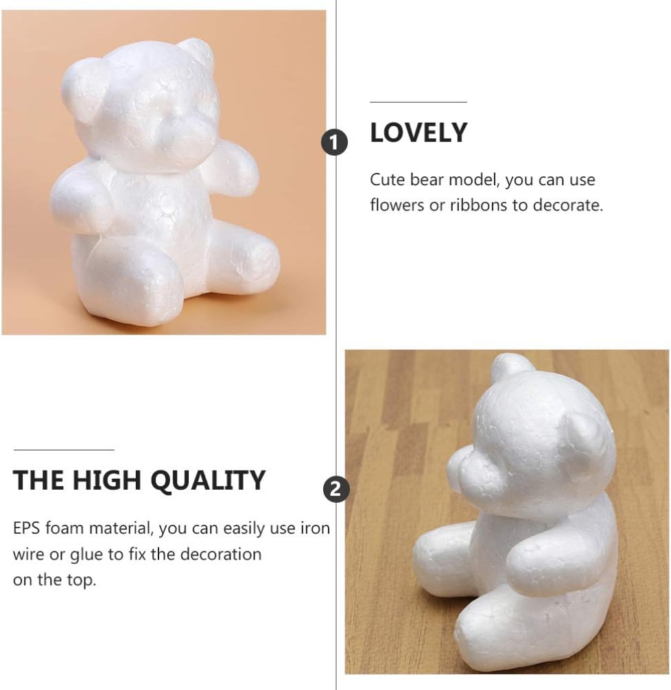 Vaguelly Foam Bear Mold 4.13X3.93X5.90In Lightweight DIY Craft Foam Model for Handmade Wedding Decor Floral Arrangement Ribbon Decoration Set of 4