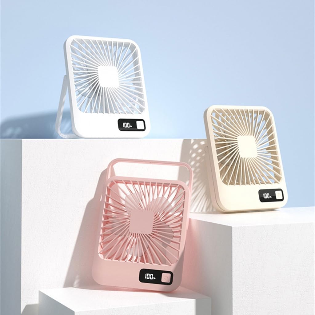 Desk Fan Small Fan Quiet USB Fan with Digital Display Table Fan 1500mAh Rechargeable Desktop Fan with 5 Speed Desk Fan