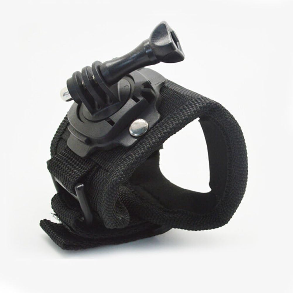 Glorich 360 Rotation Glove Style Wrist Strap Band Mount + Thumb Screw Compatible with Motion Cameras GoPro Hero 1, Hero 2, Hero 3, Hero 3+, Hero 3 Plus, Hero 4 -Large Size, Black