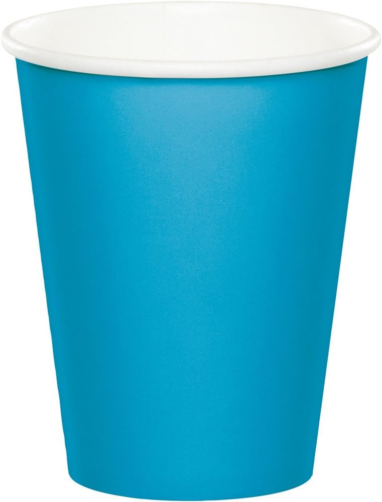Creative Converting 240 Count Case Touch of Color Paper Hot/Cold Cups, 9 oz, Turquoise