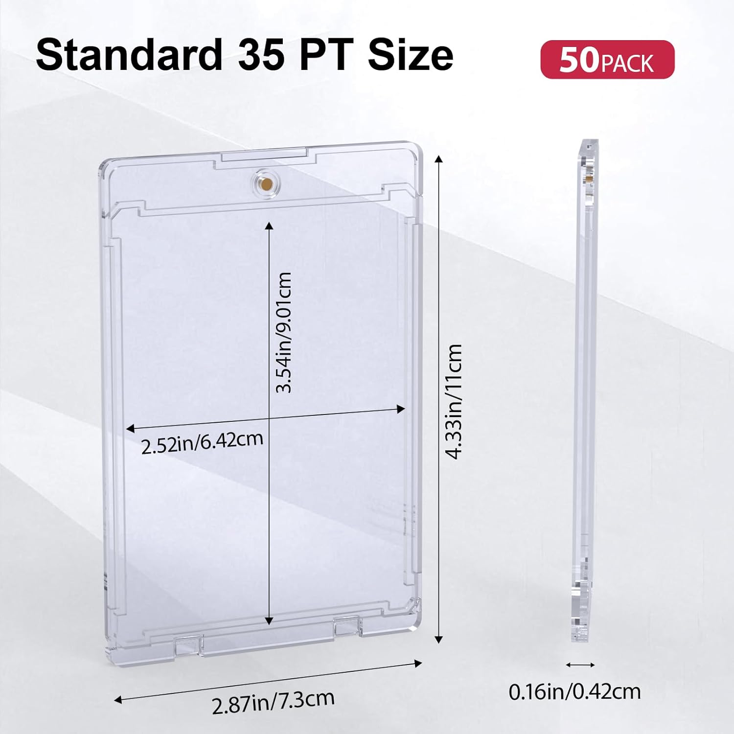 SAMYUCHO 50ct Magnetic Card Holder, 35pt One Card Touch Holders for Trading Cards, U-V Protection Card Display Case Protectors Sleeves Hard Plastic Cover for Sports Game