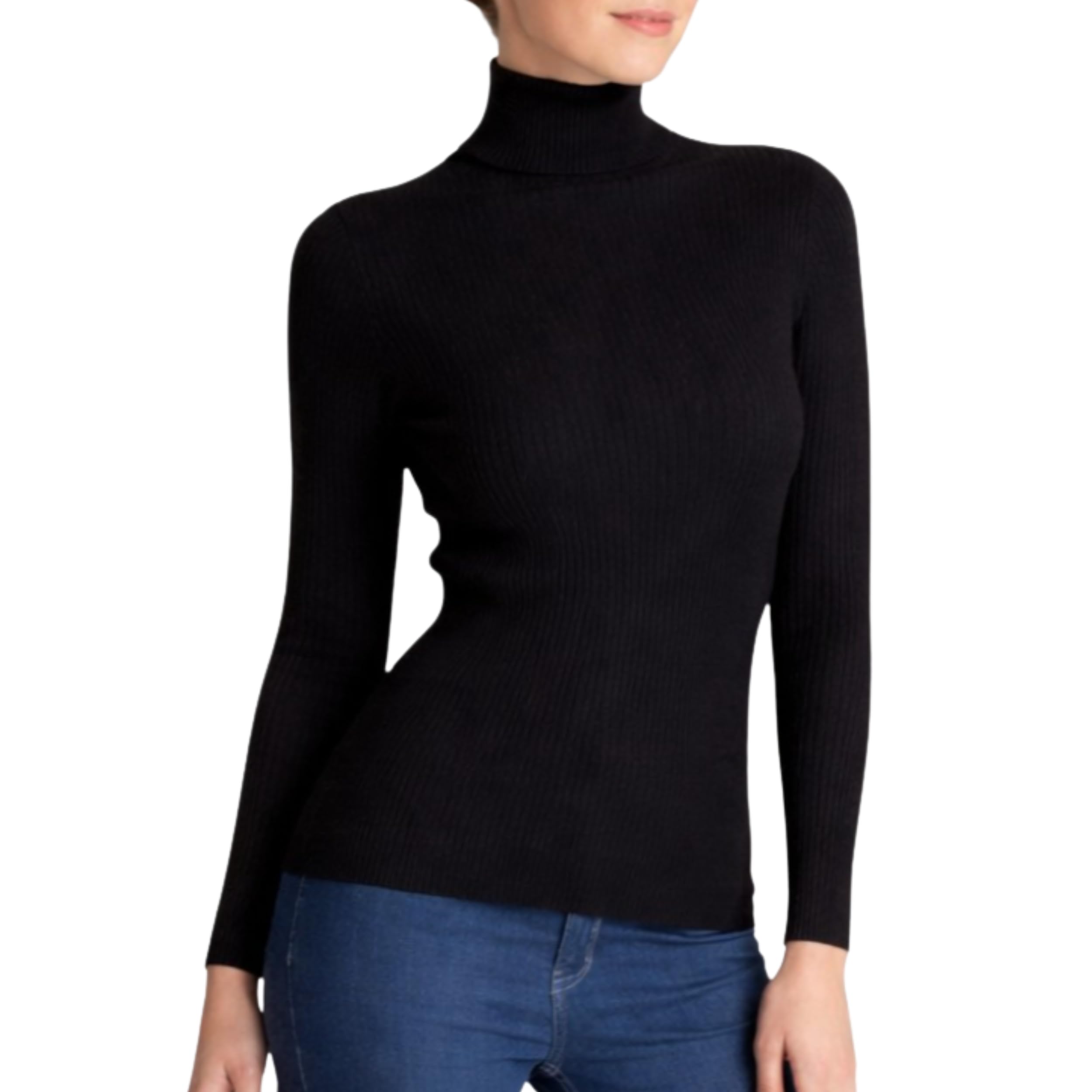 Women Ribbed Top Full Sleeve Lycra Stretchable Slim Fit High Neck Casual Winter Wear Soft Knit Pullover Stylish Korean Fashion Basic Top-image-5