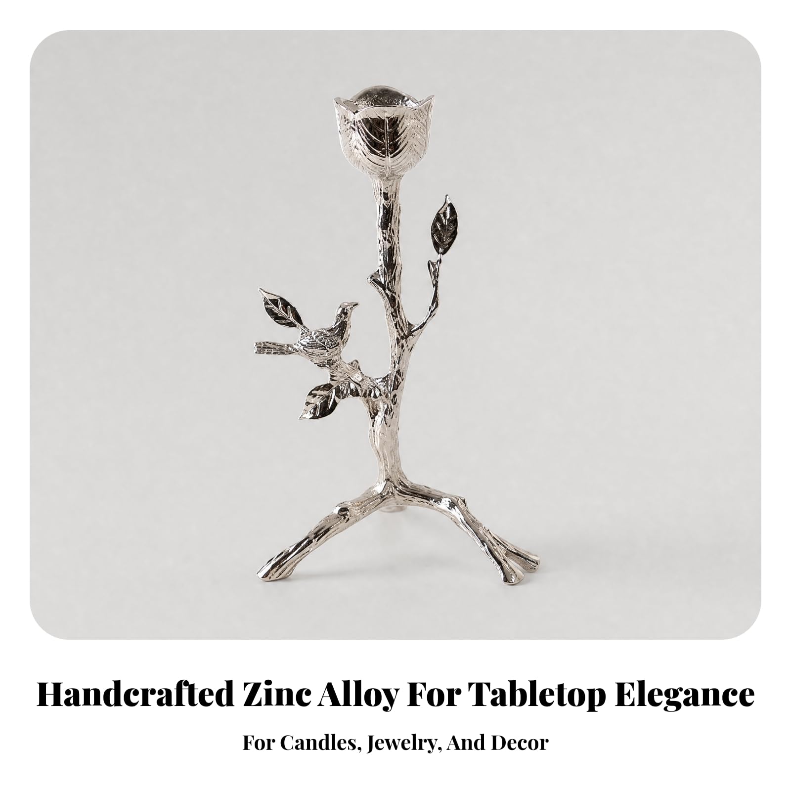 Astförmig Zinklegierung-Kerzenständer | naturinspiriert, Kerzenständer mit Astmotiv, zierlich, Kerzenbecher, für Kamingesims, Abendessen, Hellgold, 11.5x9x21cm