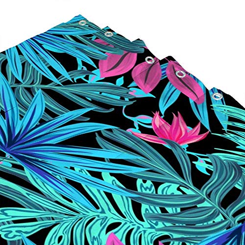 Rideau de douche en polyester à motif feuilles colorées 168x183 cm