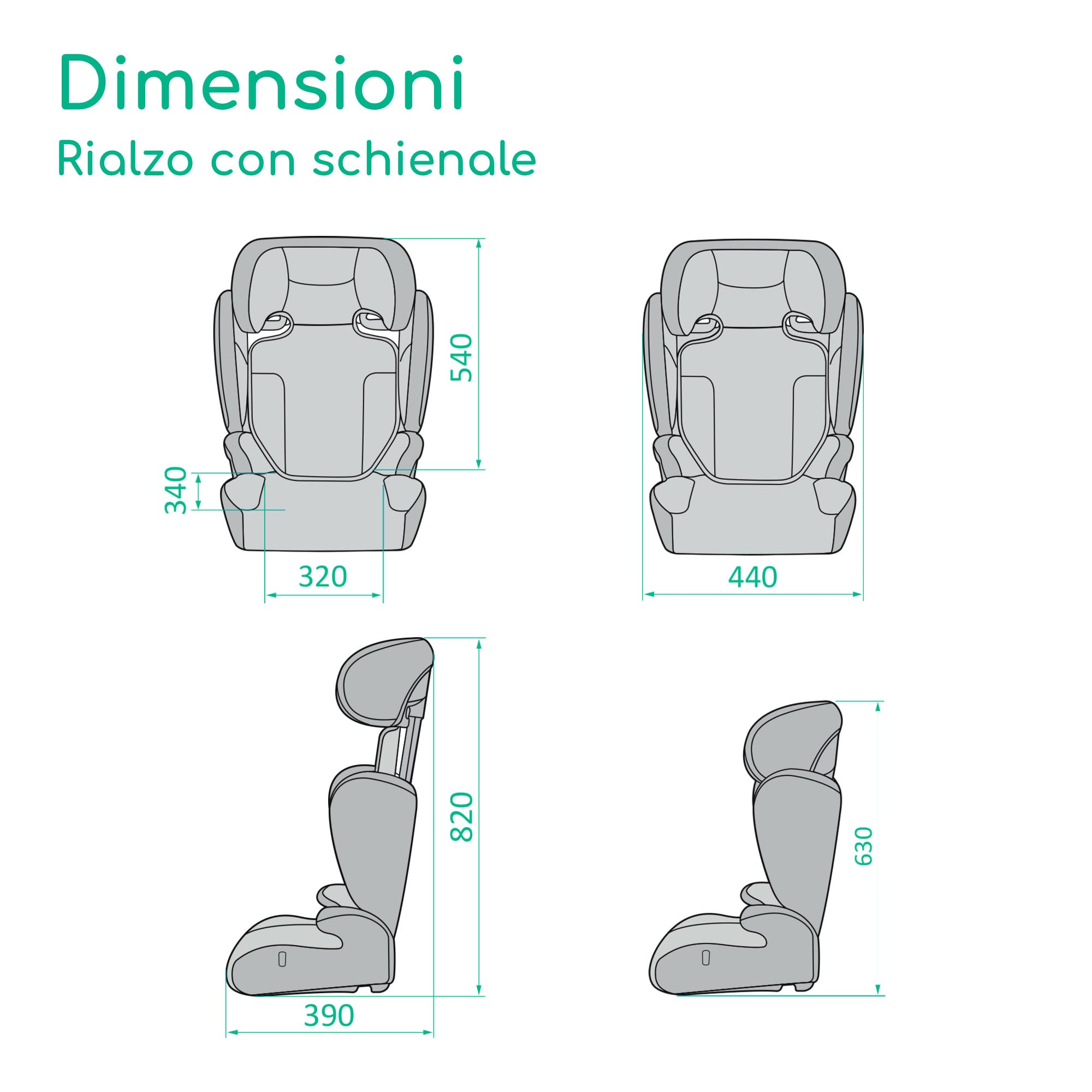 Bebeconfort Ride i-Safe Seggiolino Auto Bambini 100-150 cm (3,5-12 Anni), Gruppo 2/3, Rialzo Auto con Schienale Rimovibile, R129, Leggero 3,4 kg, Poggiatesta Regolabile 11 Posizioni, Portabibite, Nero