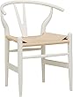 Amazon Brand - Stone & Beam Classic Wishbone Dining Chair, 22.4"W, White / Natural