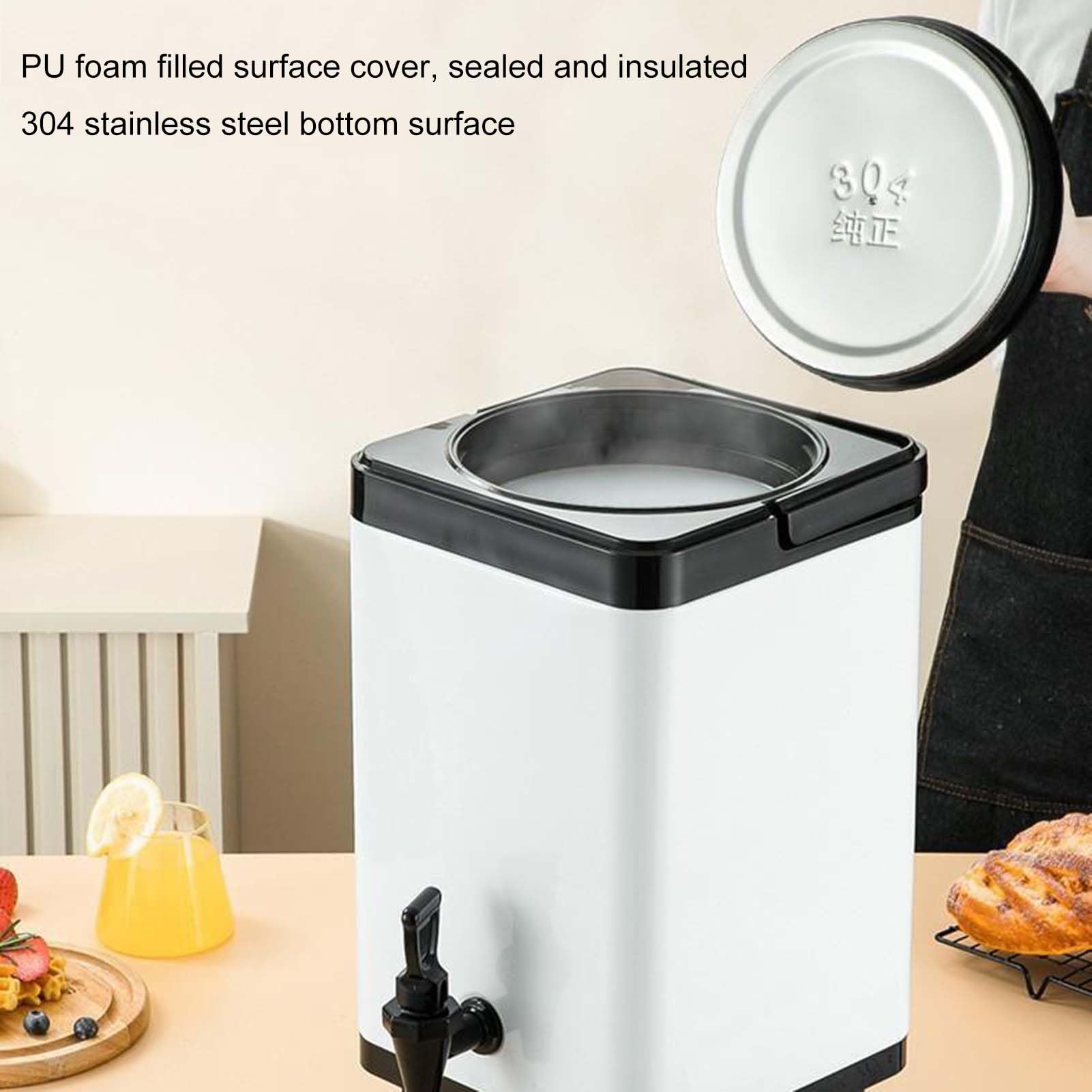 Barril Aislado De Acero Inoxidable De 6 L, 8 L, 10 L Y 12 L，dispensador Bebidas de Doble Pared Dispensador de Bebidas Frías Y Calientes Para Restaurantes，contenedor Antifugas Para Almacenar Líquido