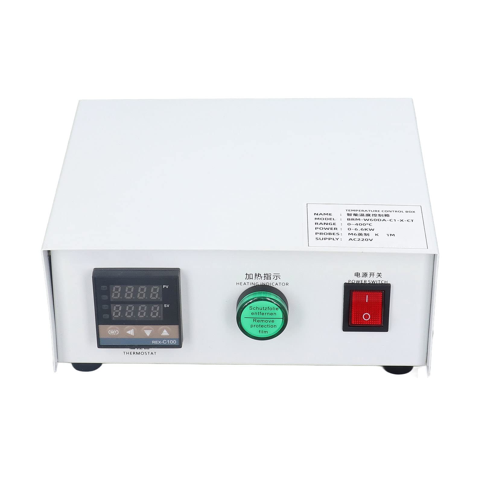 Cocoarm Kit de Controlador de Temperatura PID, Caja de Control de Temperatura Digital de Acero Inoxidable CA 220 V 32 a 752 °F K Salida SSR de Termopar para Plataforma de Calentamiento de Molde de