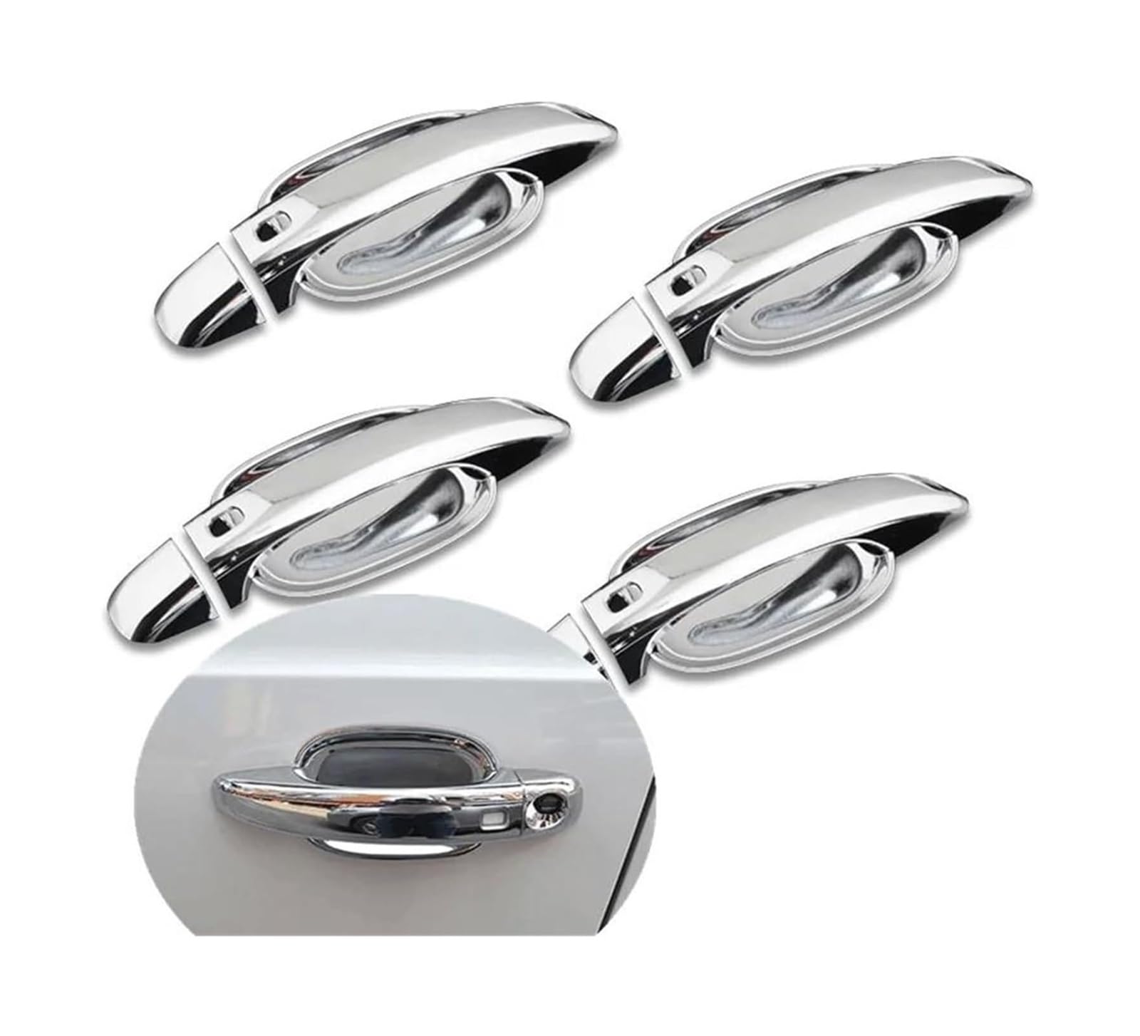 Hckclmbmzw Style6 For A4 B8 2009 2010-2016 Glossy Black Chrome Car Door Handle Cover Sticker Styling Accessories Door Handle Cover(Style6)