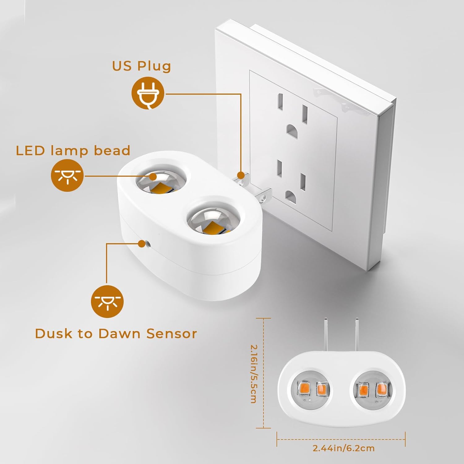 Night Light Plug into Wall, 4 Pack LED Night Lights,Rotatable Plug Night Lights,Dusk to Dawn Light Sensor,2700K Warm White Nightlights for Hallway Bedroom Stairway,Non-Dimmable - Image 5