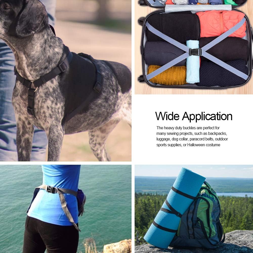 YGDZ 1 Inch Plastic Buckles, 80 Side Release Strap Buckles and Slides Parachute Buckles for DIY Backpack Luggage Strap - Image 6