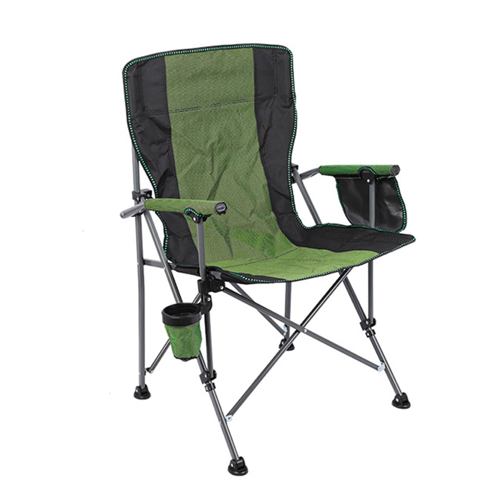 Chaise de Camping Pliable Surdimensionnée Portable avec Porte Gobelets et Accoudoirs Cadre Stable pour Extérieur Intérieur Camping Pêche Couleur Noir Gris E
