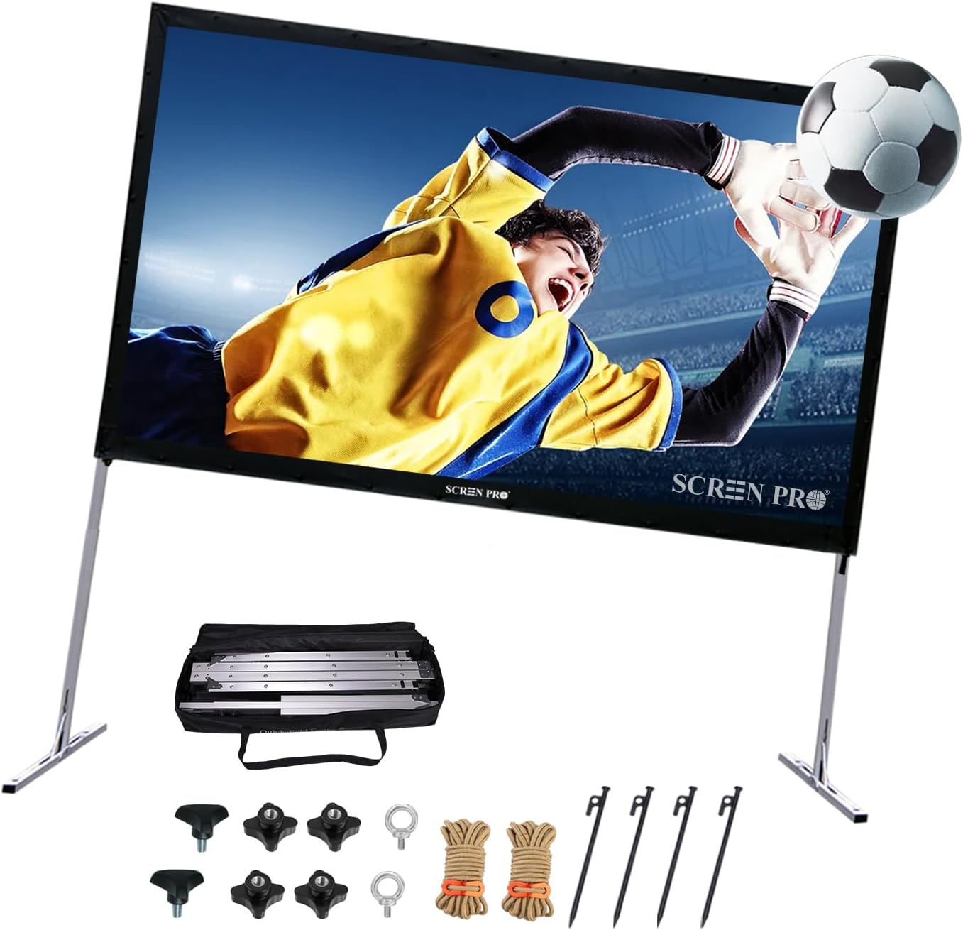 Amazon.com: SCREENPRO 120inch Projector Screen with Stand, Fast Outdoor ...