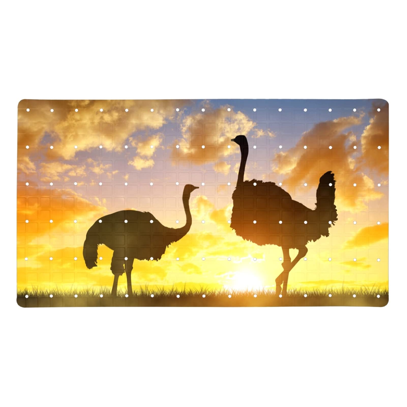 Tapis de bain antidérapant autruche baignoire rectangulaire de taille 71 x 40 cm