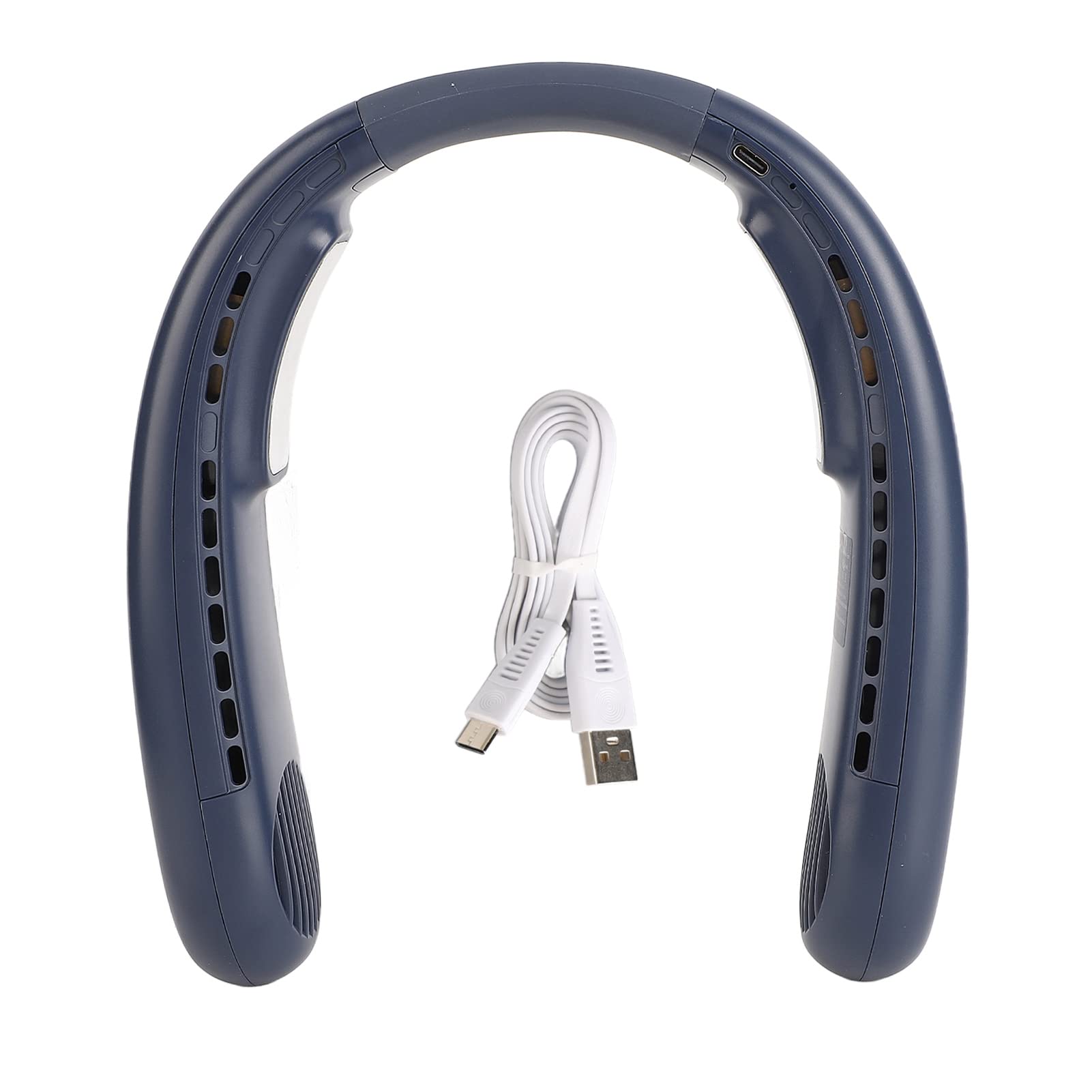 Ventola di Raffreddamento per il Collo Alimentata Tramite USB con Design Senza Lama a 3 velocità Regolabili per un Utilizzo Confortevole in Estate a Casa o in Ufficio (Blu)