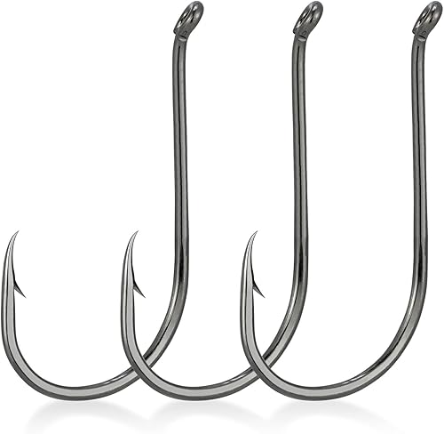 Dr.Fish Paquete de 100 anzuelos de pesca para pulpo, gancho de cebo vivo, níquel negro, afilado, compensado, surf, pesca, bagre, lubina, anzuelos de