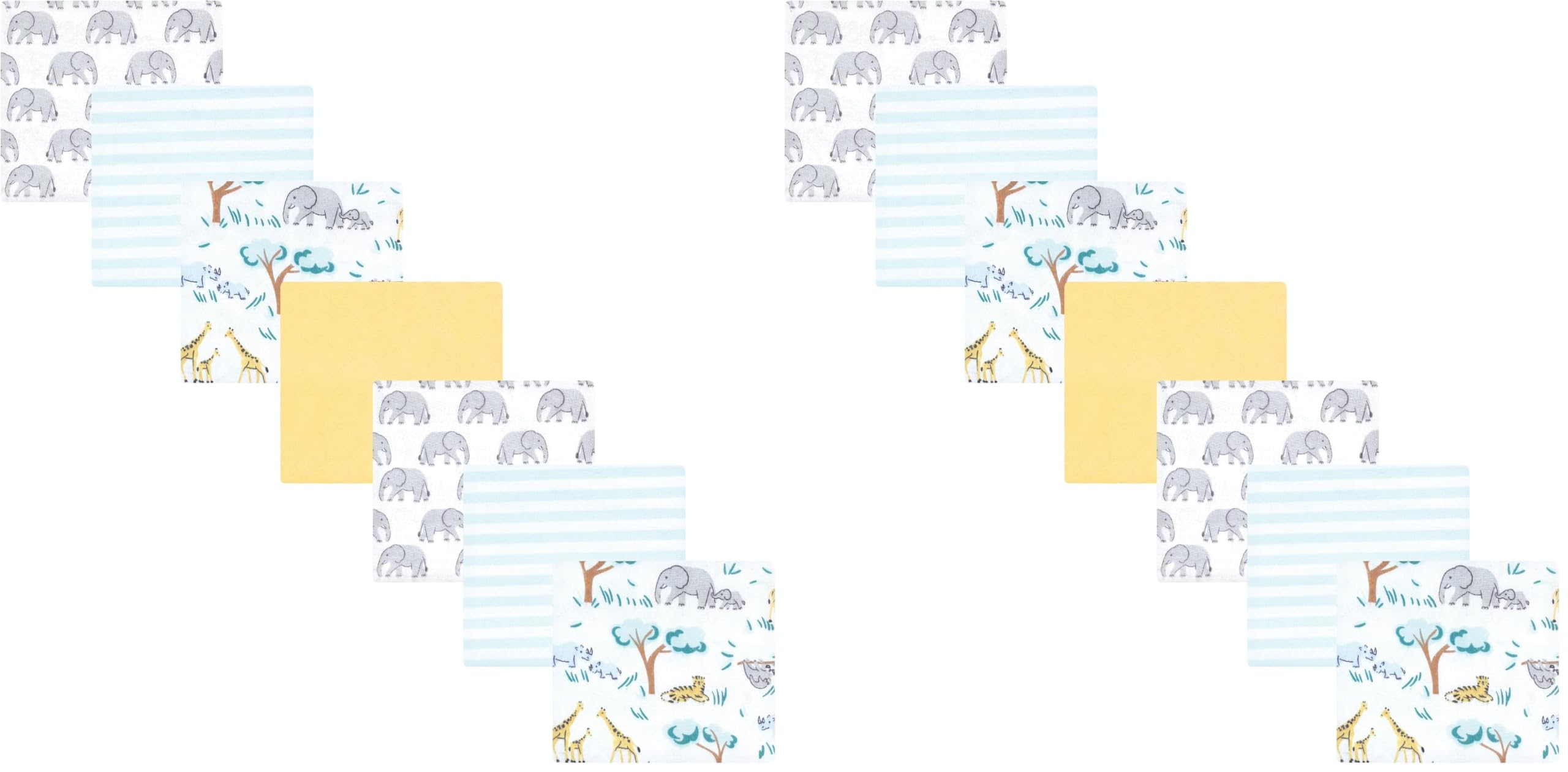 Hudson Baby Unisex Baby Cotton Poly Flannel Receiving Blankets Bundle, Safari Friends, One Size (Pack of 2)