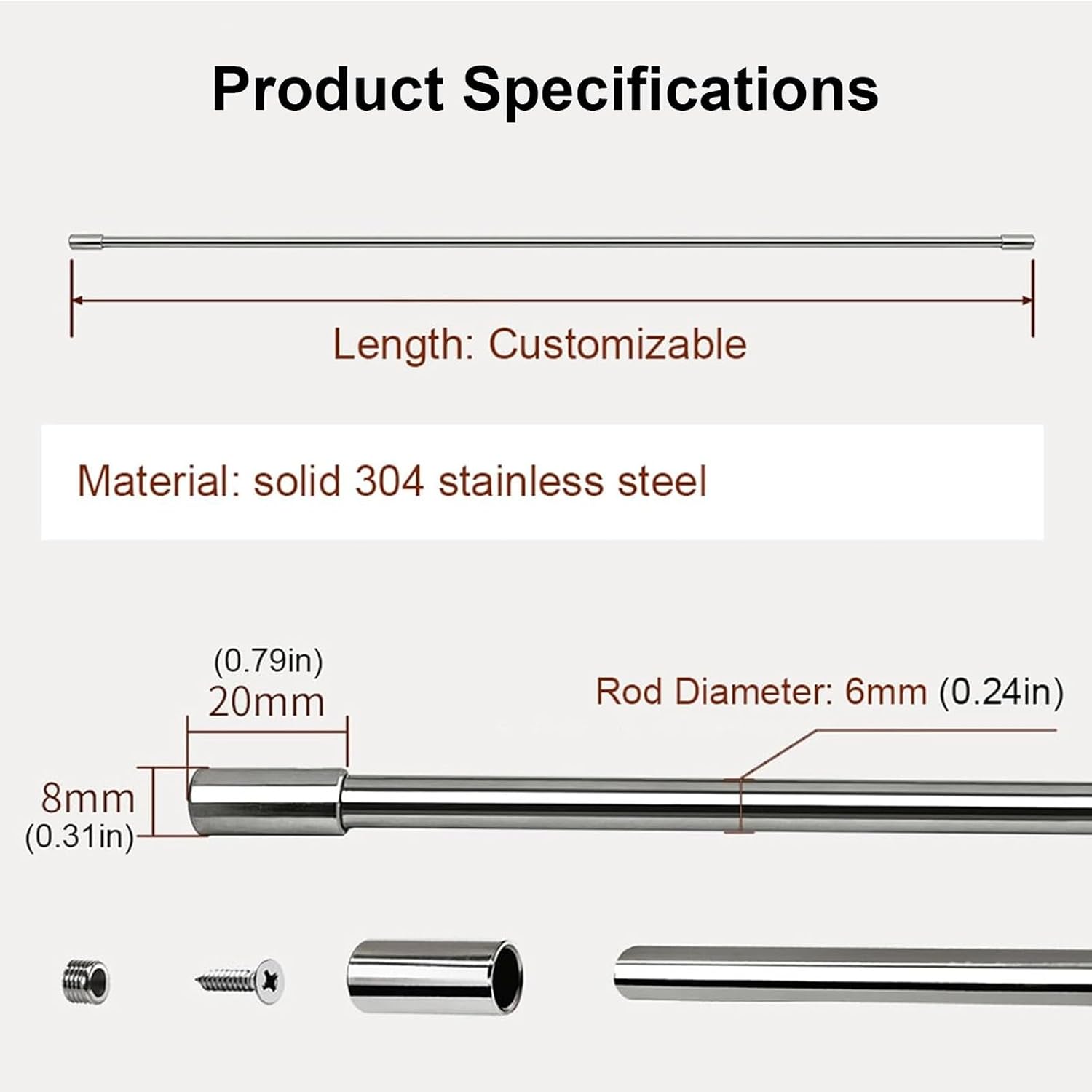 Metal Shelf Rail Set - Adjustable 14-42 Inch Railing Rods for Wood Shelves, Display Cabinets & Shoe Racks, 2-Pack 19in Spindle Replacement, Kitchen & Home Organization image 2