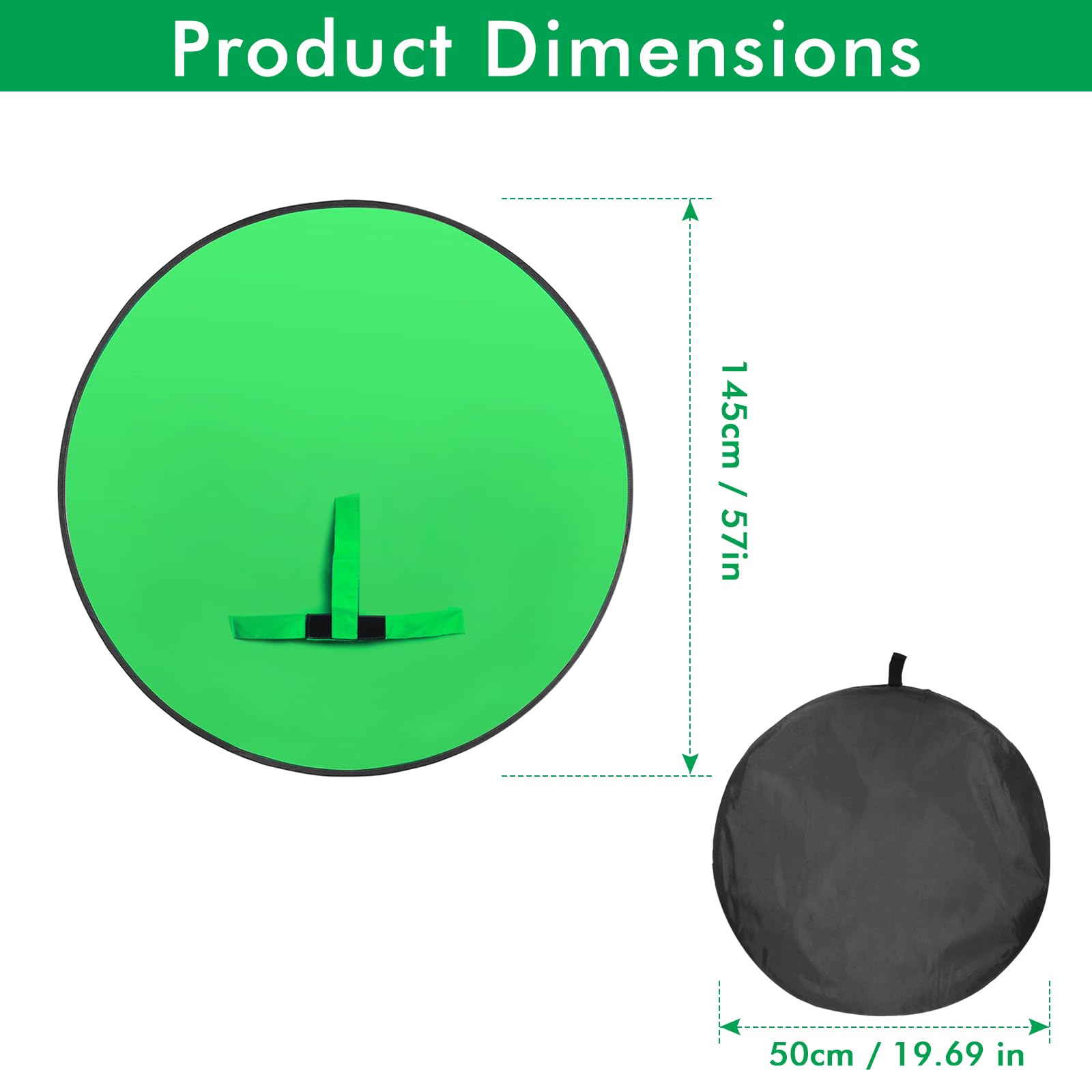 Tragbarer Greenscreen-Stuhl, 144,8 cm (57 Zoll) Greenscreen-Hintergrund mit Ständer, doppelseitig, faltbar, grüner Hintergrund, Chroma-Taste, für Fotografie, Streaming, Gaming, Fotozoomen, Video-Chats