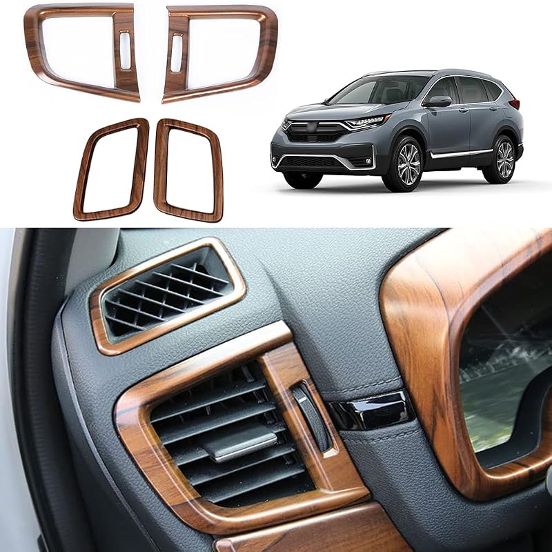 Moldura das Saídas Laterais de Ar YOFAMO em ABS com Acabamento Madeira Pêssego para Honda CR-V 2017 a 2022 – 4 peças