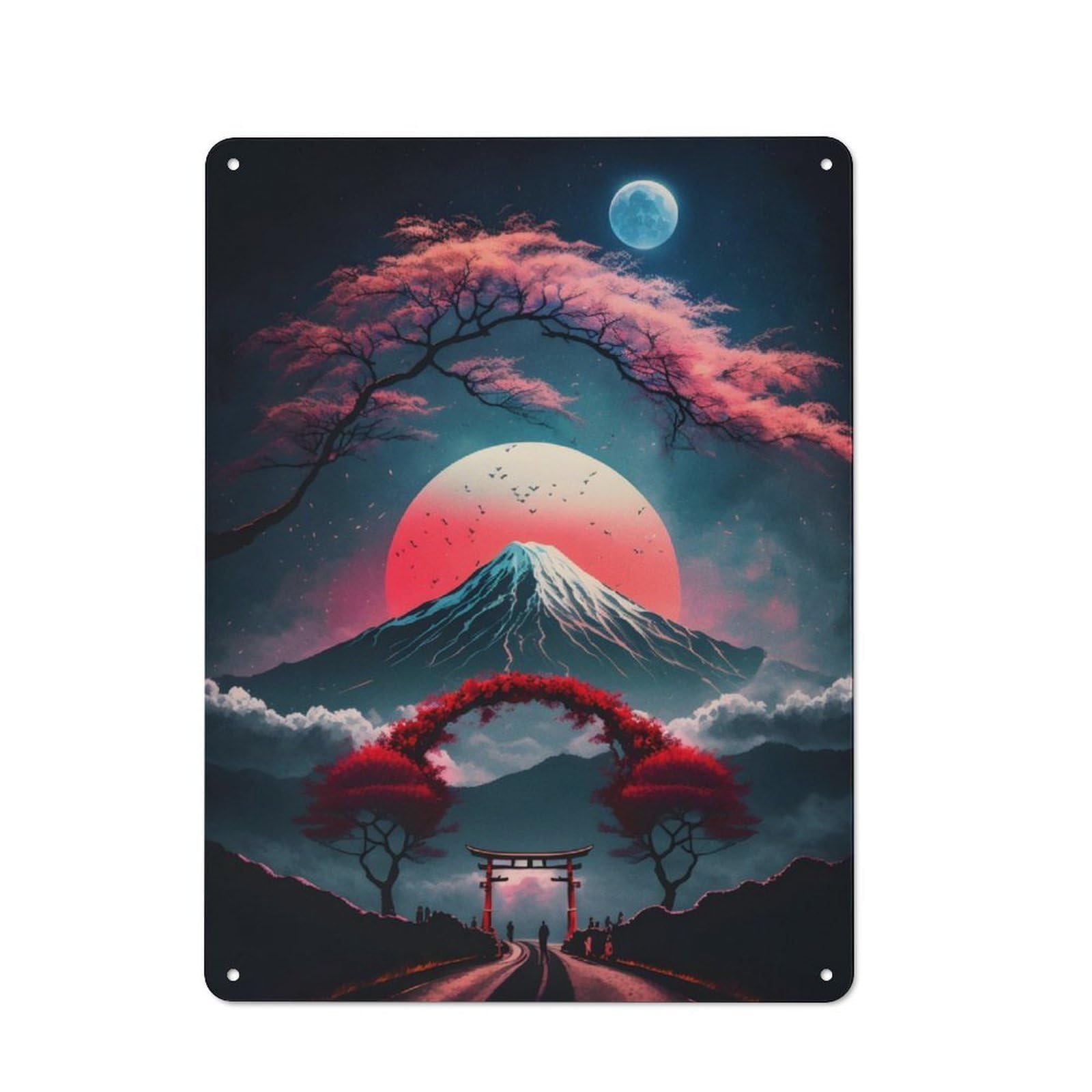 Junmoney Retro Moonlight In Japan Metal Wall Sign 40X30cm, Rustic Decor For Hallway Wall, For Metal Sign Collectors, For Garage And Workshop Walls