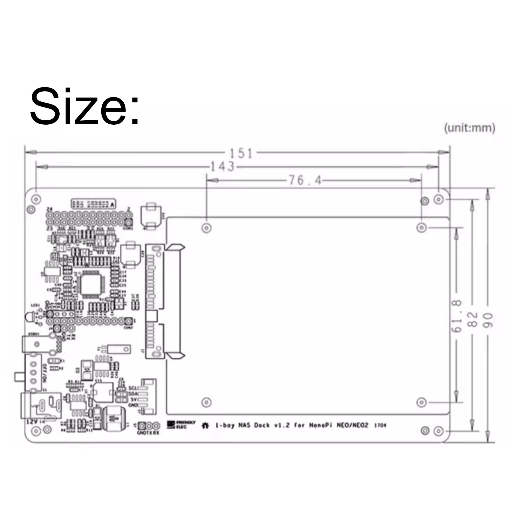 Station de stockage réseau NAS pour NanoPi NEO/NEO2, 2,5" SATA, hôte USB, RTC, 12 V DC, interface I2C, bleu, 151 x 76,4 x 28 mm (kit de base NEO-NAS)