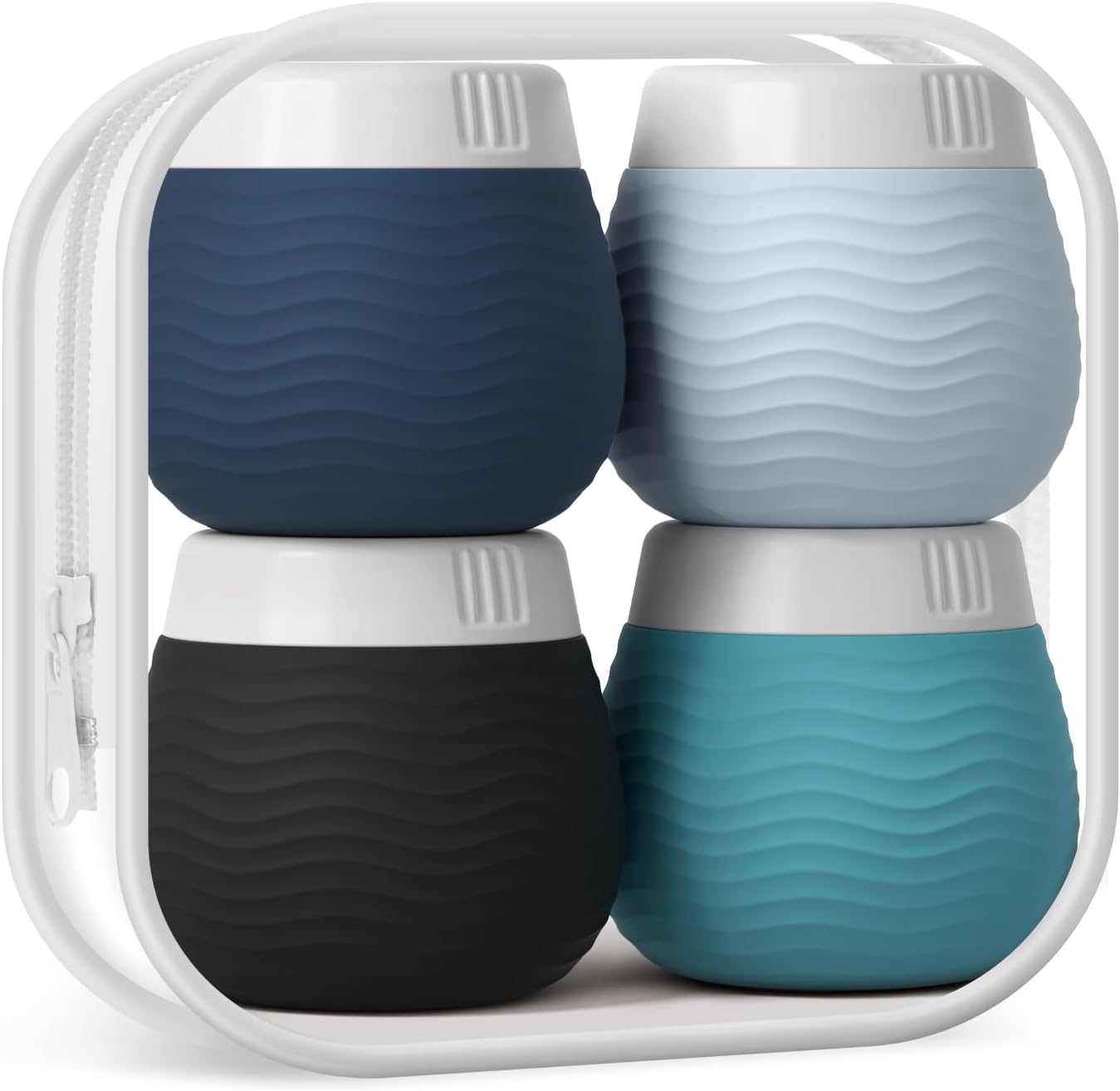 Yinke Silicone Cream Jars, TSA Approved Travel Size Containers, Leak-proof Travel Essentials/Accessories with Lid for Cosmetic Face Body Cream (4 Pack)