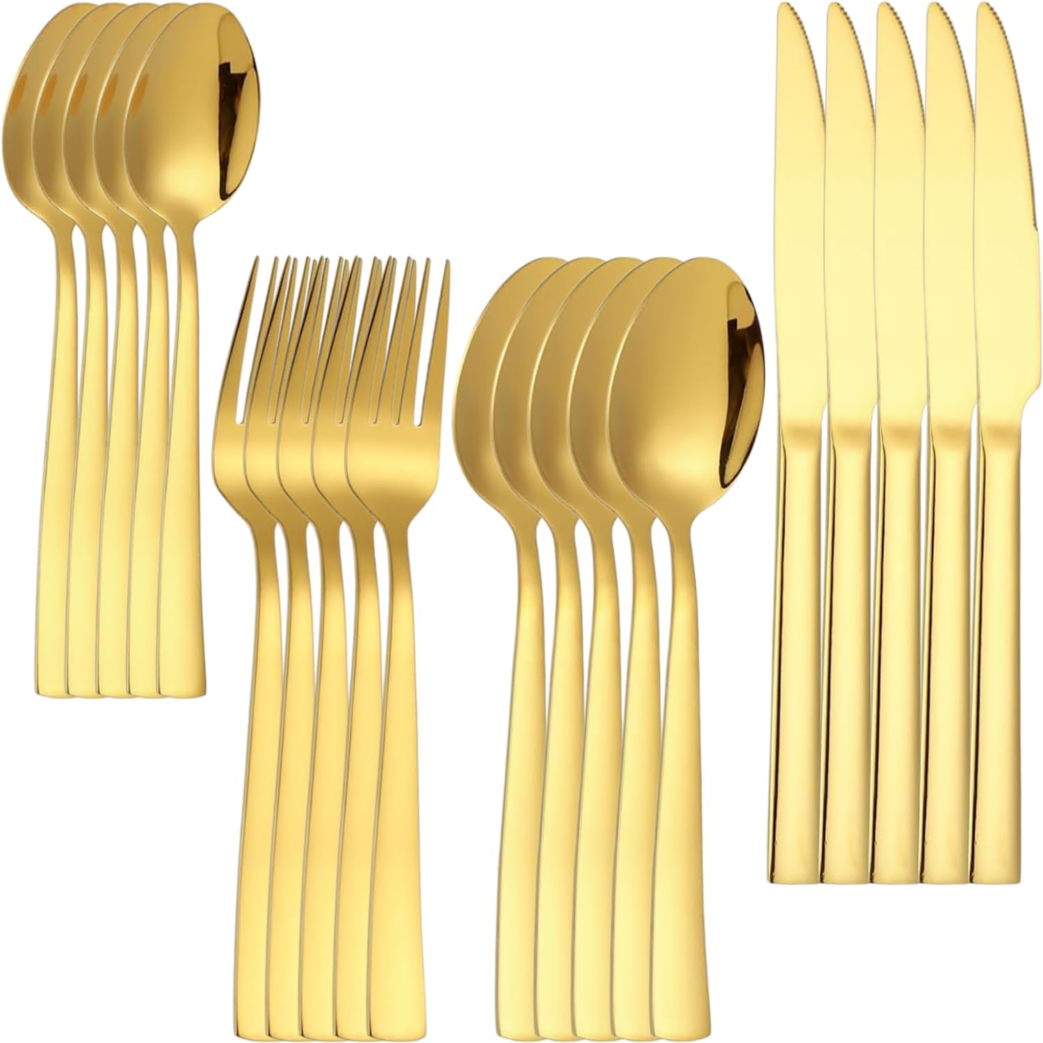 Naidev Silverware Set for 5, 20-Piece 18/10 Stainless Steel Flatware Set,Forged Cutlery Set Matte Finish for Home,Restaurant and Parties, Dishwasher Safe.