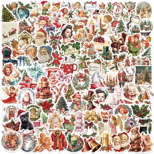 100PCS Christmas Stickers -Waterproof Stickers for Crafts Cards | Holiday Party Decals for Scrapbook Xmas Gifts for Kids Youth (Hot Christmas Stickers)