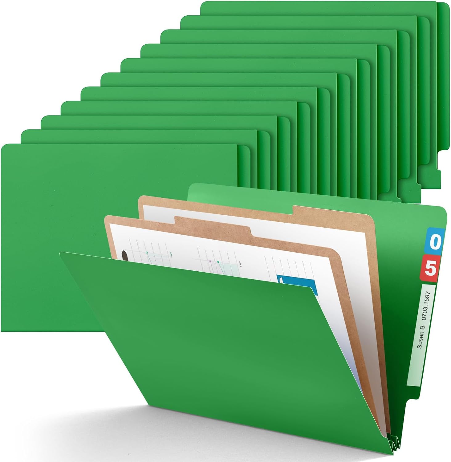 24 Pcs Classification Folders Letter Size, 2 Dividers Pressboard File Folder Bulk with Fasteners, Expanding File Organizer for Teachers, Clergy, Office, Church Christmas Donations(Green)