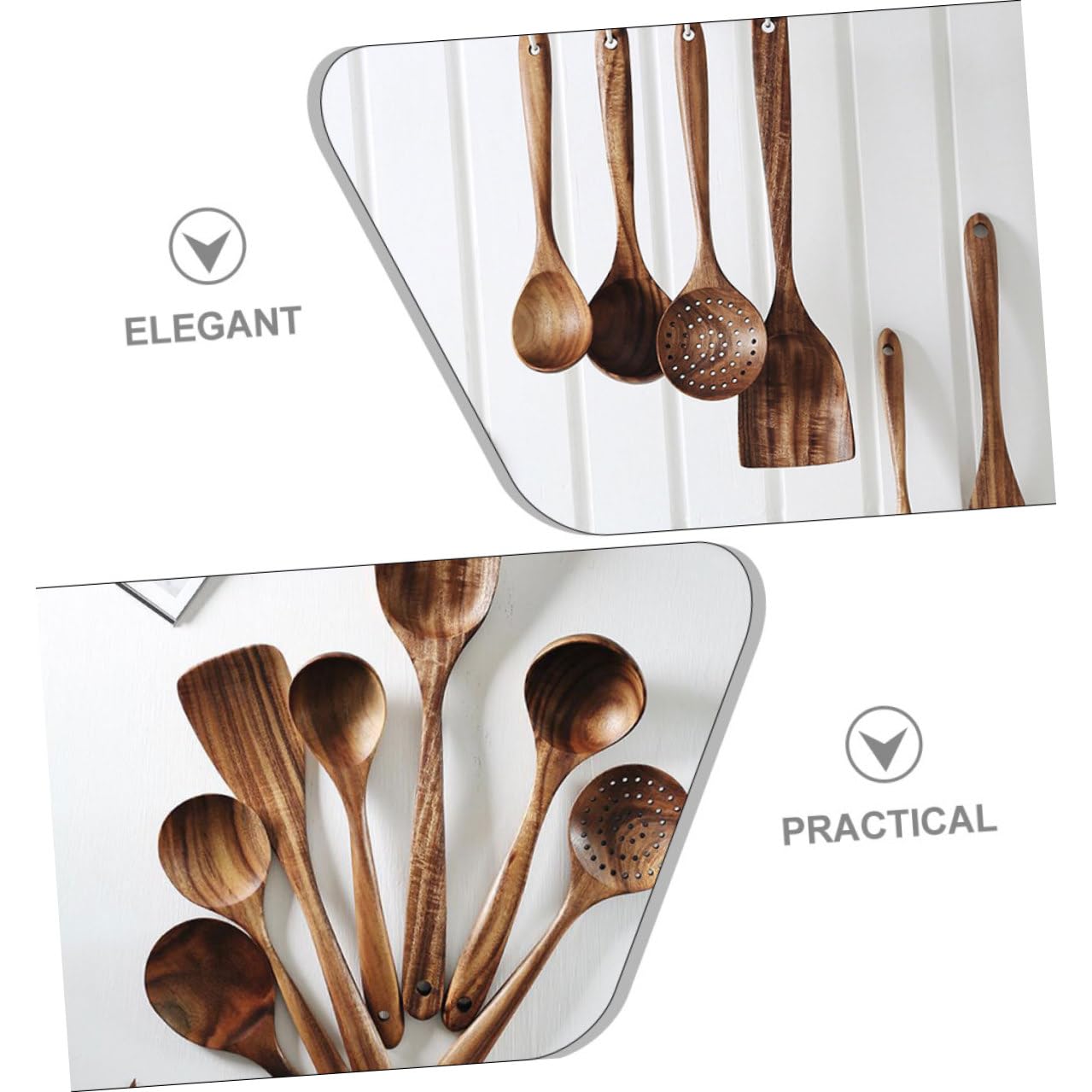 Alipis Utensili Cucina in Legno di Acacia con Cucchiai e Mestoli Manico lungo Superficie Liscia e Ergonomica per Uso Professionale e Casalingo per Cucinare senza Graffi su Pentole