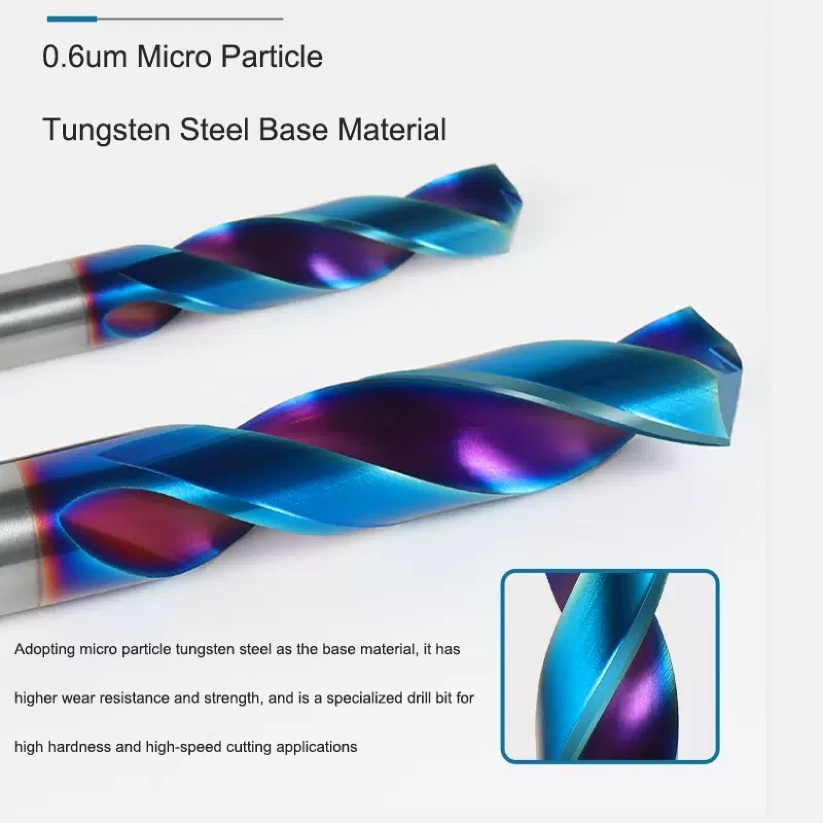 Brocas de carburo de tungsteno Hrc45, Hrc55 y Hrc65 2f para máquinas de grabado CNC, de 1,0 a 18 mm (4,6 mm/HRC55)
