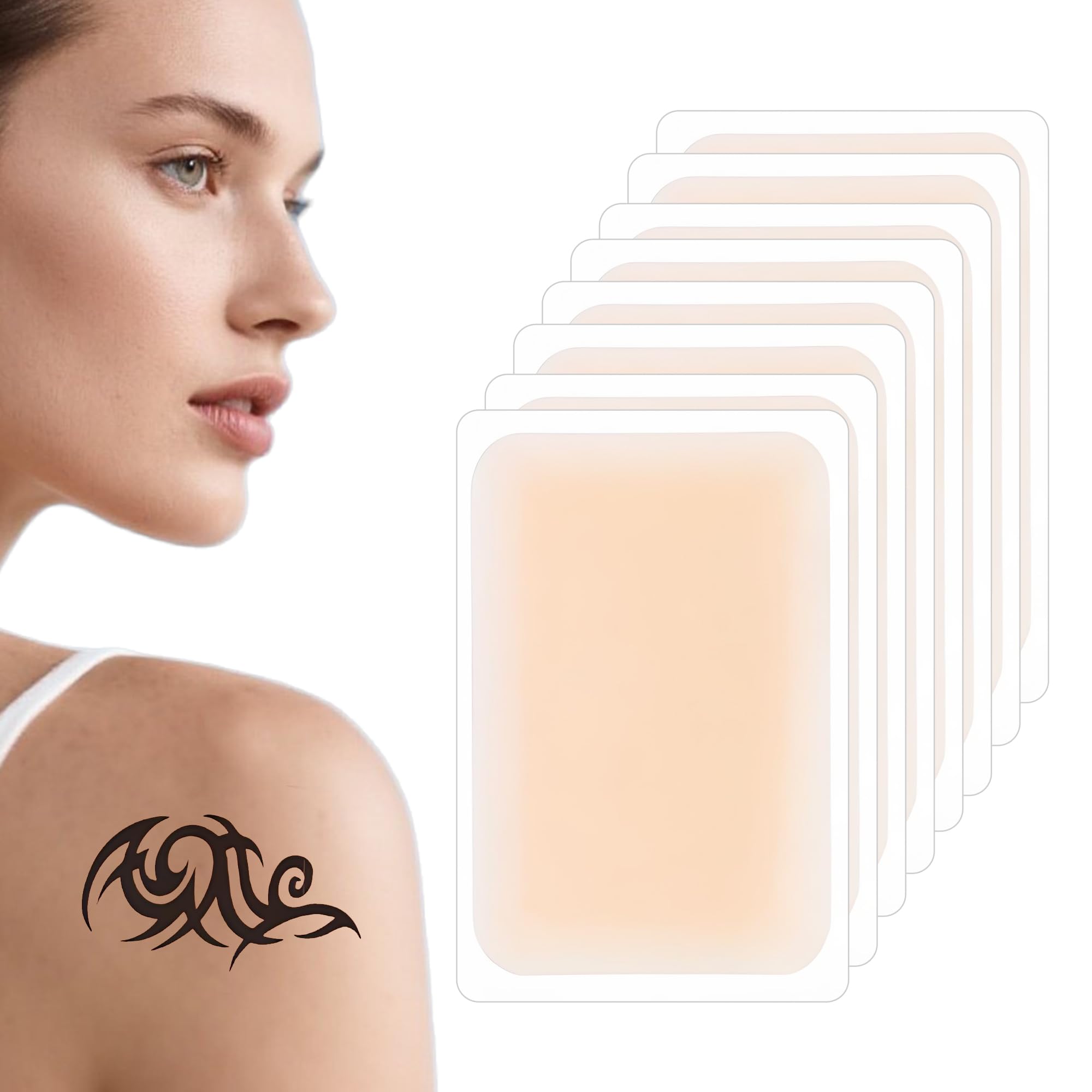 Rose Romee 8 Pcs Tattoo Cover Up Patchs - Waterproof & Breathable Skin Concealer for Tattoos/Scars/Bruises, 0.02mm Ultra Thin, Natural Looking, Stays