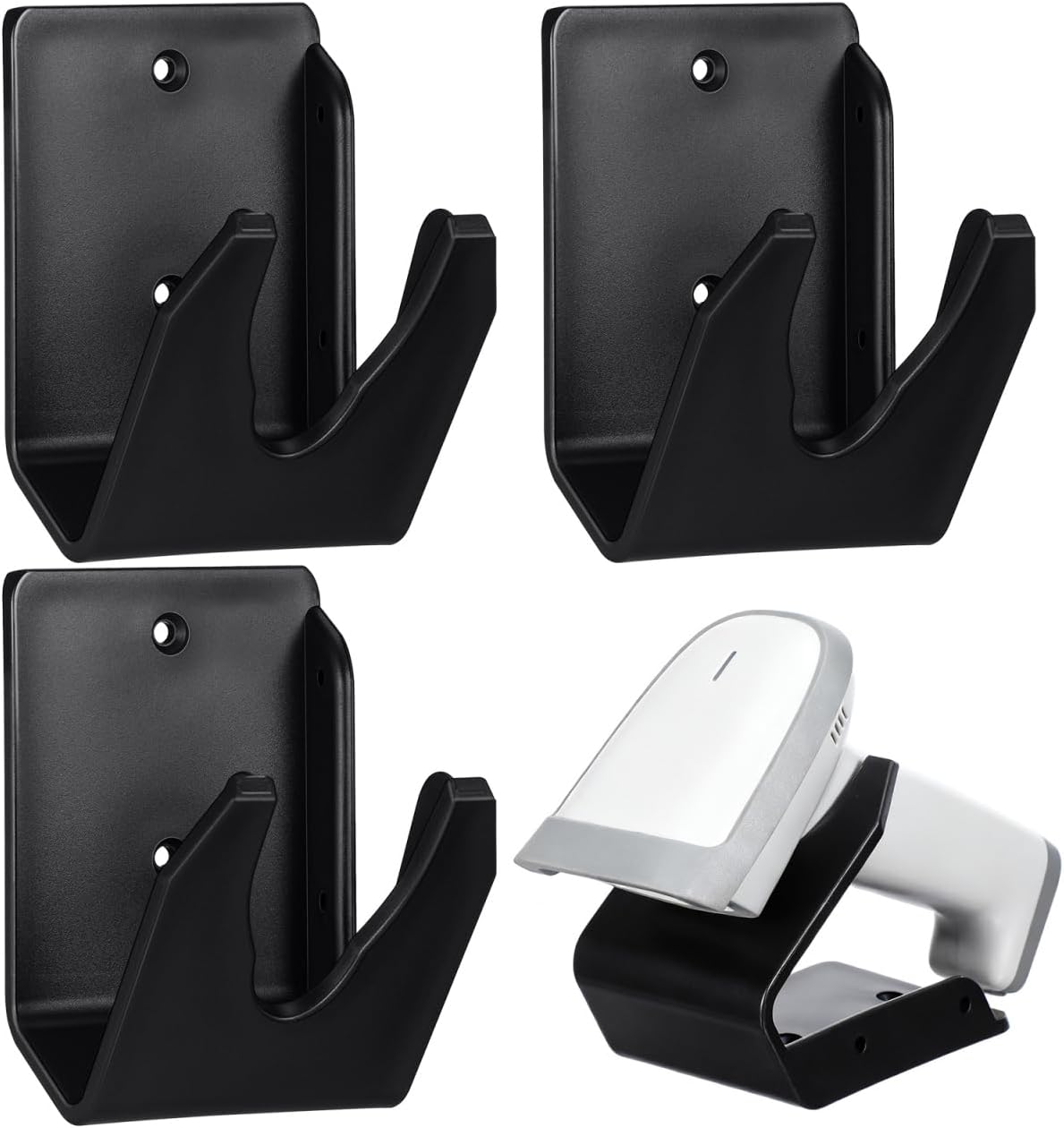 VILLCASE 3 Pack Universal Barcode Scanner Holder - Hands Free Scanning Stand with Desk and Wall Mount Bracket - Space Saving Scanner Cradle Compatible with Zebra Symbol LS2208 DS2278 LI4278 - Black
