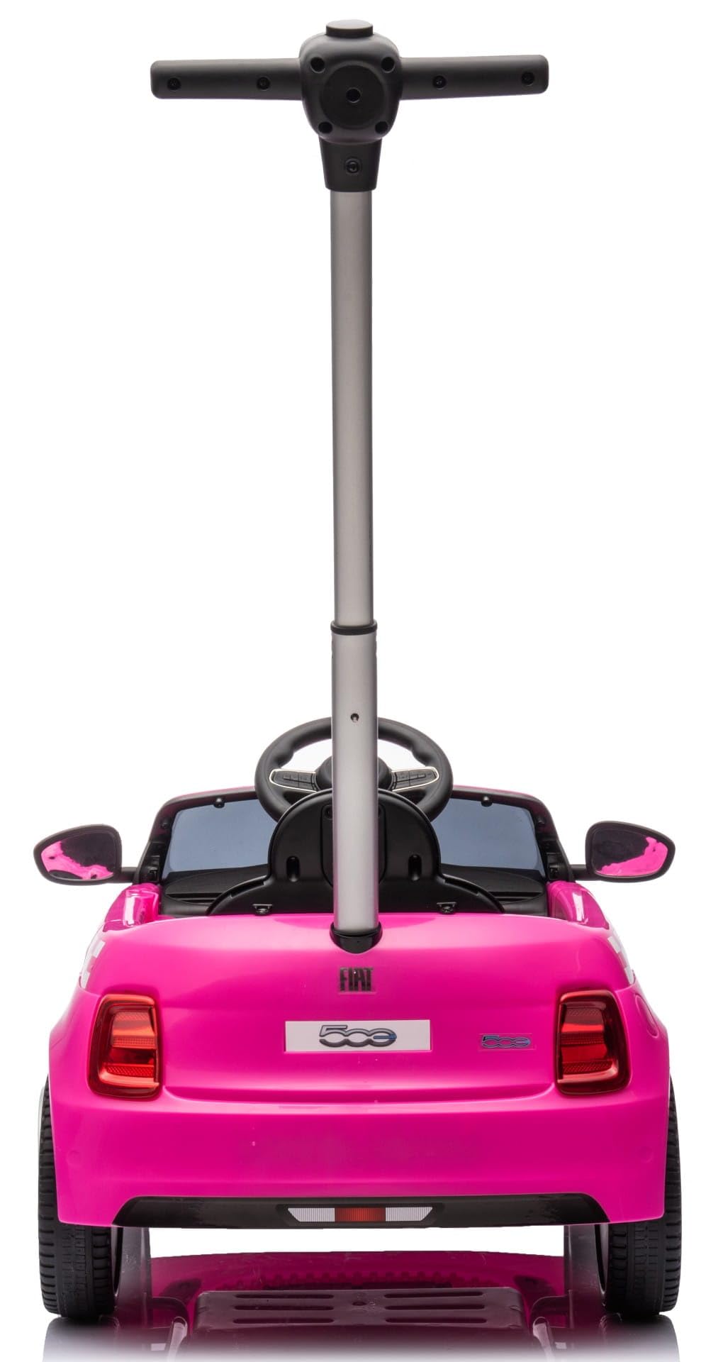 sun baby Kinderfahrzeug mit Schubstange für Jungen FIAT 500, Kinderauto Rutschauto ab 18 Monaten mit Sicherheitsgurt und zu öffnender Tür (Rosa)