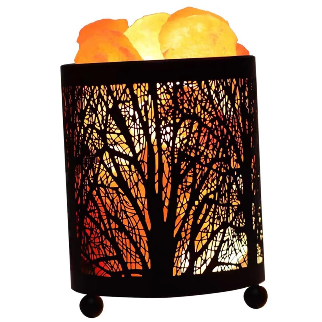 Lampe Décorative de Table en Sel de L’himalaya, Fer Noir, Cylindre