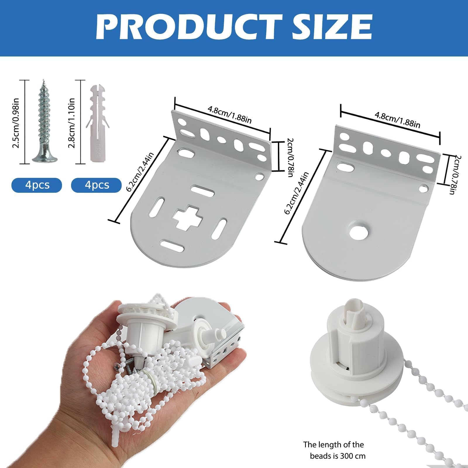 30mm Roller Blind Fittings, Complete With Clutch,Includes Clutch, Chain, and Metal Brackets, Durable Repair Parts Mechanism - Image 2